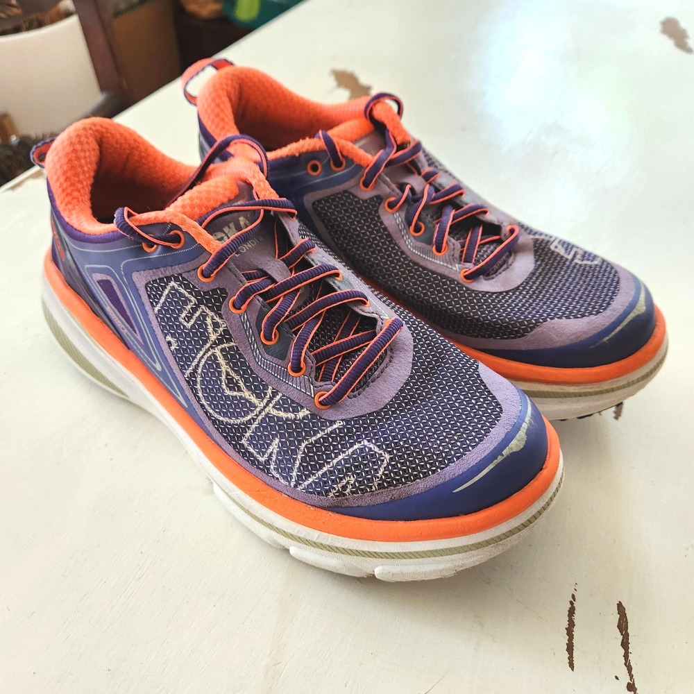 Hoka Women's Purple and Orange Athletic Sneakers